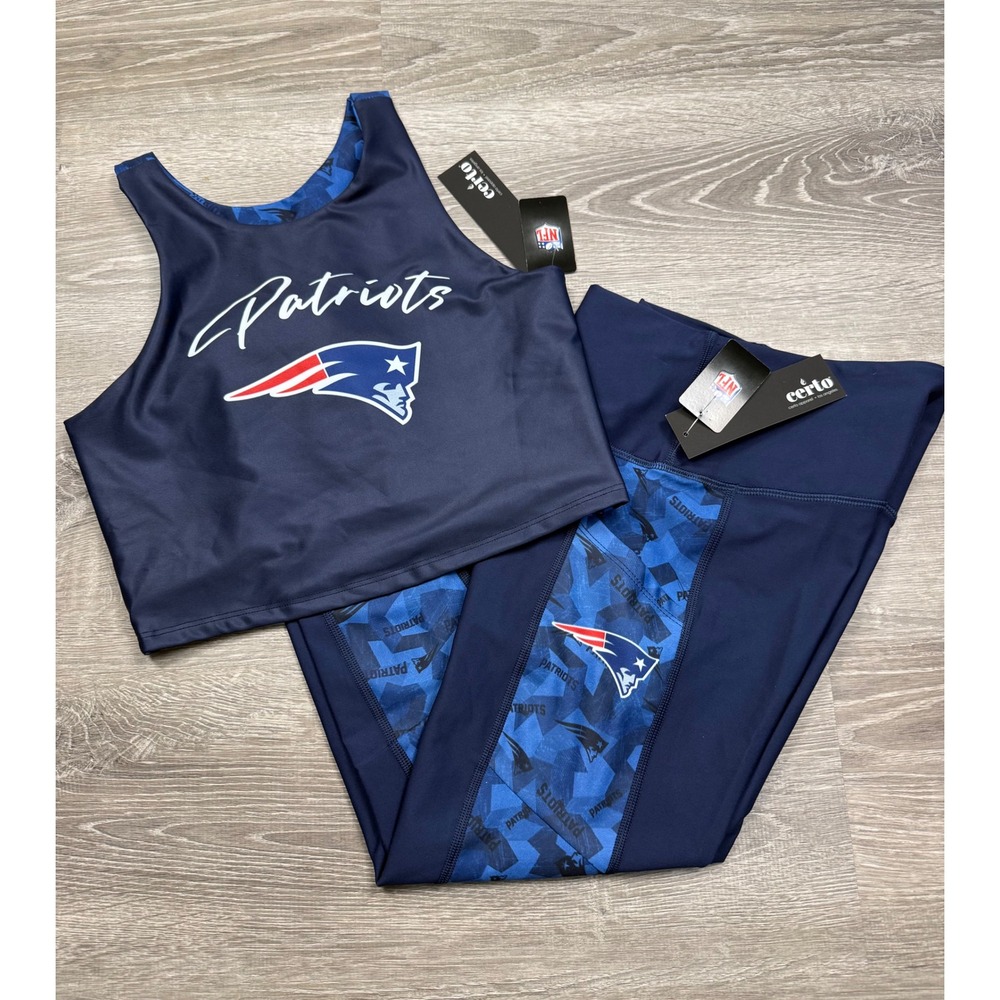 Certo NFL New England Patriots Crop Tank and Leggings Set Navy Blue L